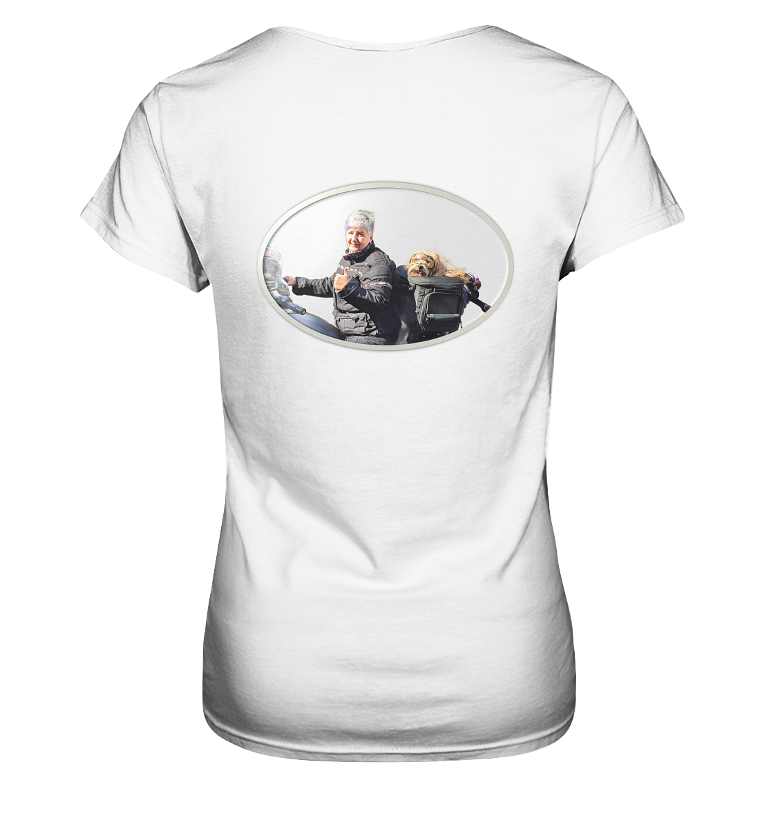 "Dog on tour" _ für Andrea M. | Shirt mit beidseitigem Foto-Druck in Top-Qualität
