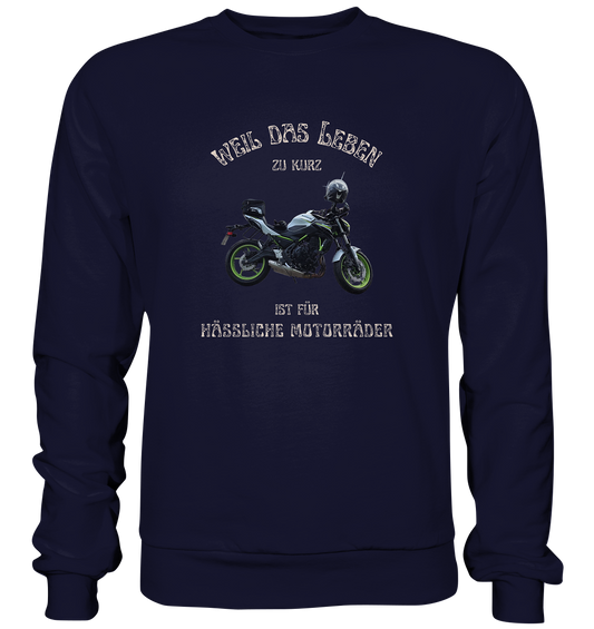 "Weil das Leben zu kurz ist für hässliche Motorräder" _ für Angelika |  individualisiertes Sweatshirt mit Foto und Spruch in hellem Design
