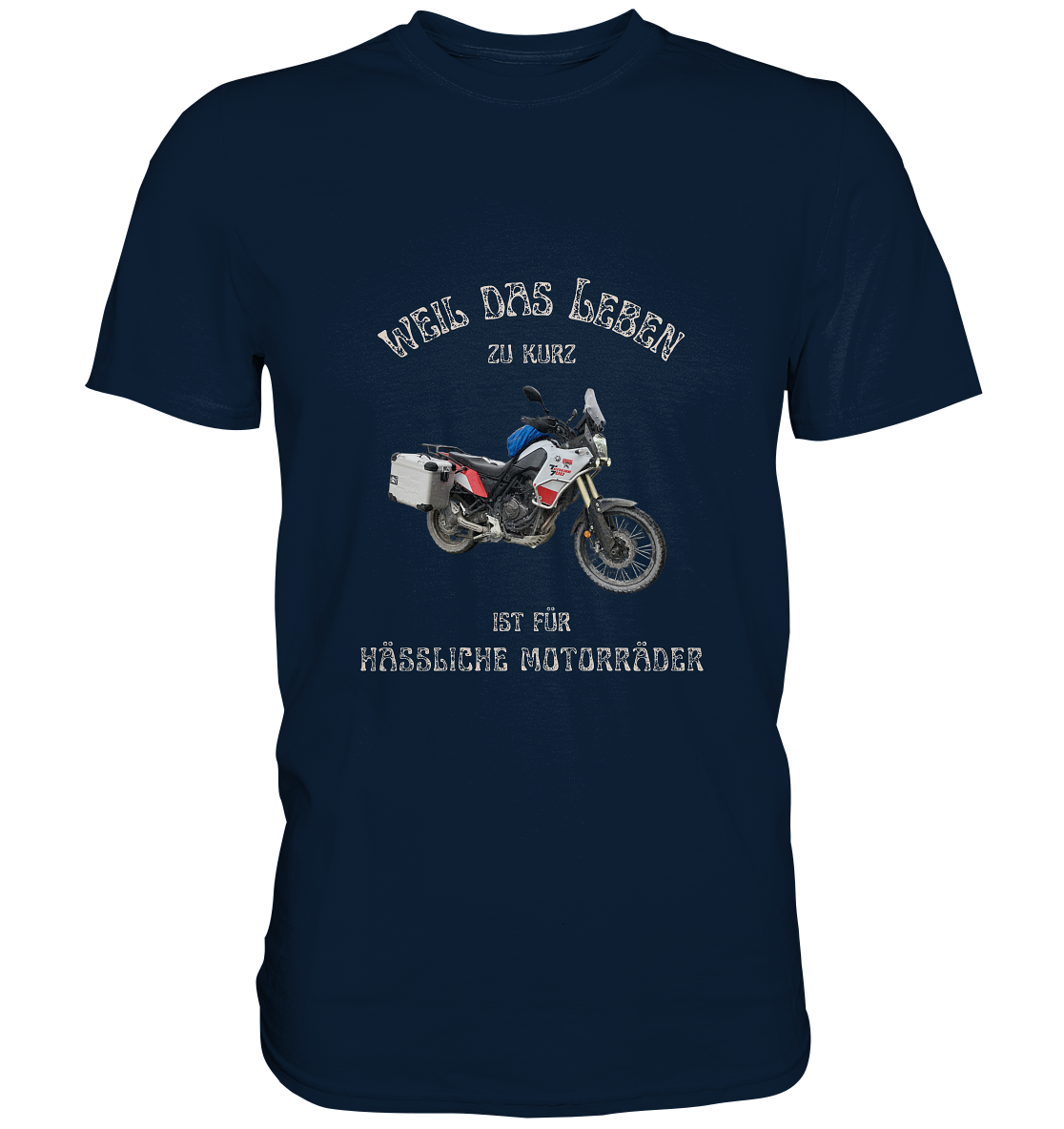 "Weil das Leben zu kurz ist für hässliche Motorräder" _ für Tim Hönnens | individualisiertes Shirt mit Foto und Motorrad-Spruch in hellem Design