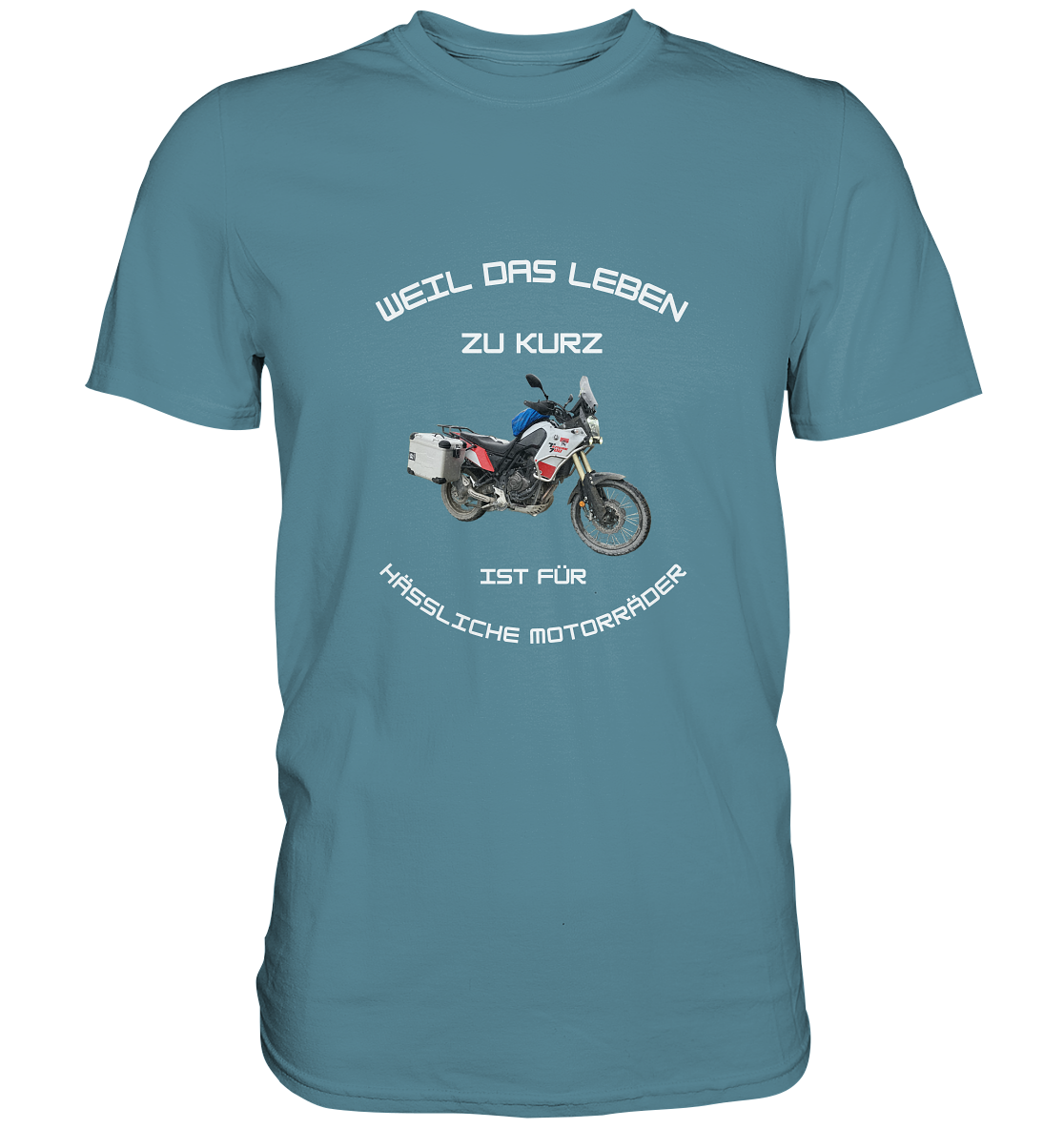 "Weil das Leben zu kurz ist für hässliche Motorräder" _ für Tim |  individuelles Shirt mit Foto und Motorradspruch in hellem Design