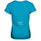 Damen-T-Shirt Rundhals-Ausschnitt, beidseitig bedruckt, vorn "Nur noch ein Motorrad - versprochen!" hinten crossed fingers, leuchtend blau