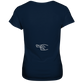 Damen-T-Shirt Rundhals-Ausschnitt, beidseitig bedruckt, vorn "Nur noch ein Motorrad - versprochen!" hinten crossed fingers, dunkel blau