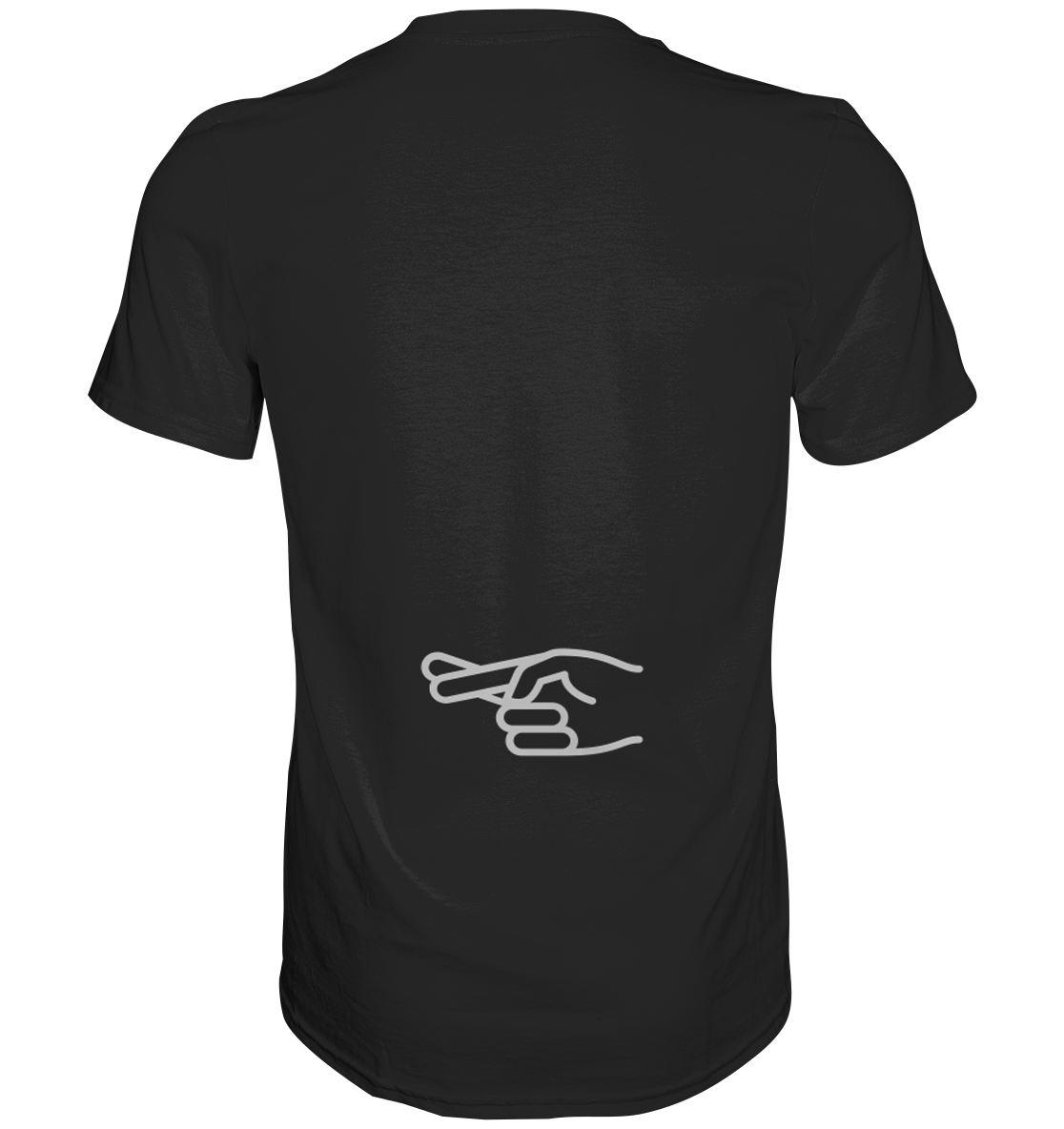 Herren-T-Shirt Rundhals mit beidseitigem Aufdruck "Natürlich liebe ich sie mehr als mein Motorrad", hinten symbol "crossed fingers", schwarz