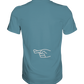 Herren-T-Shirt Rundhals mit beidseitigem Aufdruck "Natürlich liebe ich sie mehr als mein Motorrad", hinten symbol "crossed fingers", hell blau