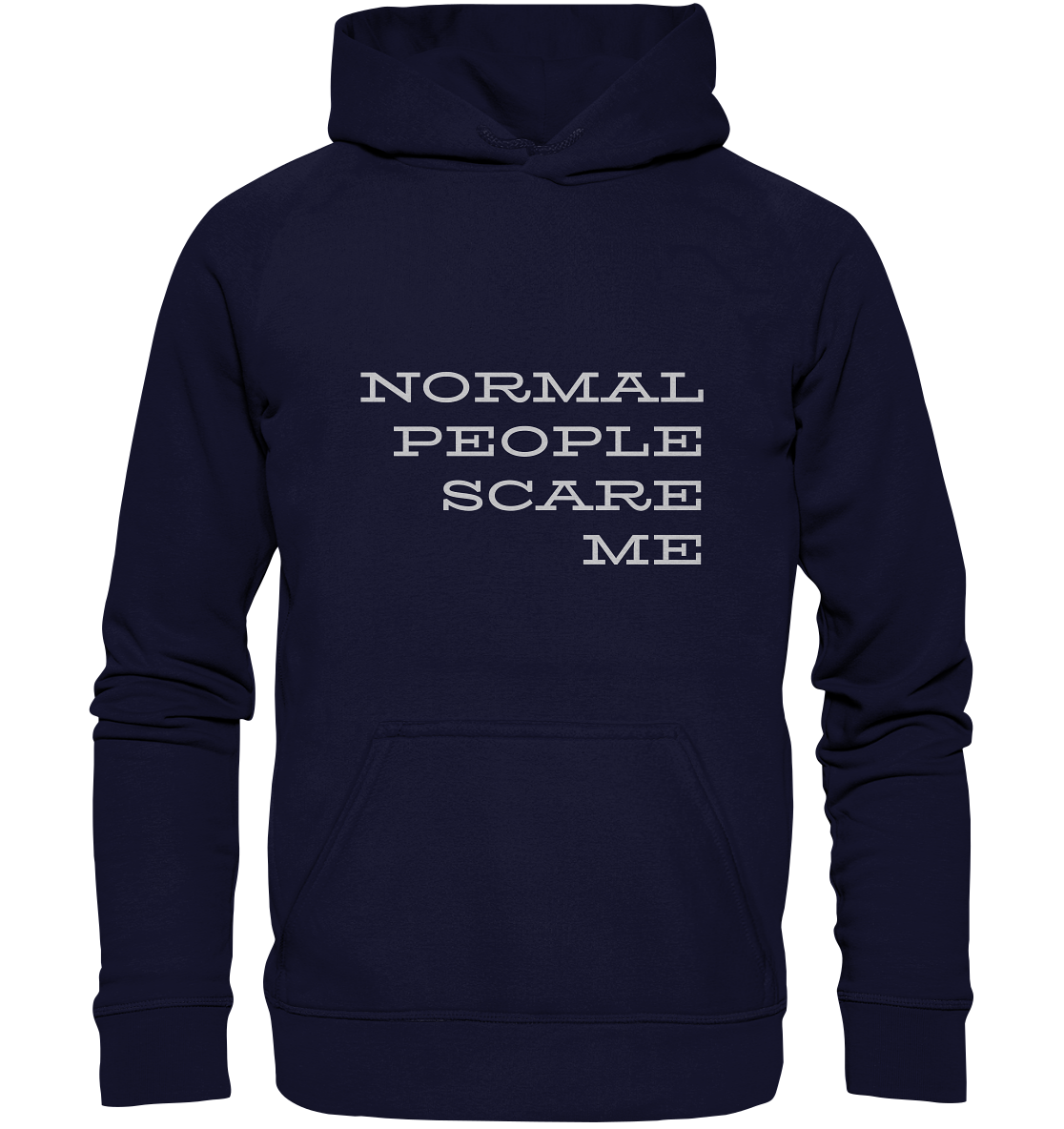 Hoodie mit Aufdruck "Normal people scare me", blau