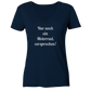 Damen-T-Shirt mit V-Ausschnitt, beidseitig bedruckt, vorn "Nur noch ein Motorrad - versprochen!" hinten crossed fingers, dunkel blau
