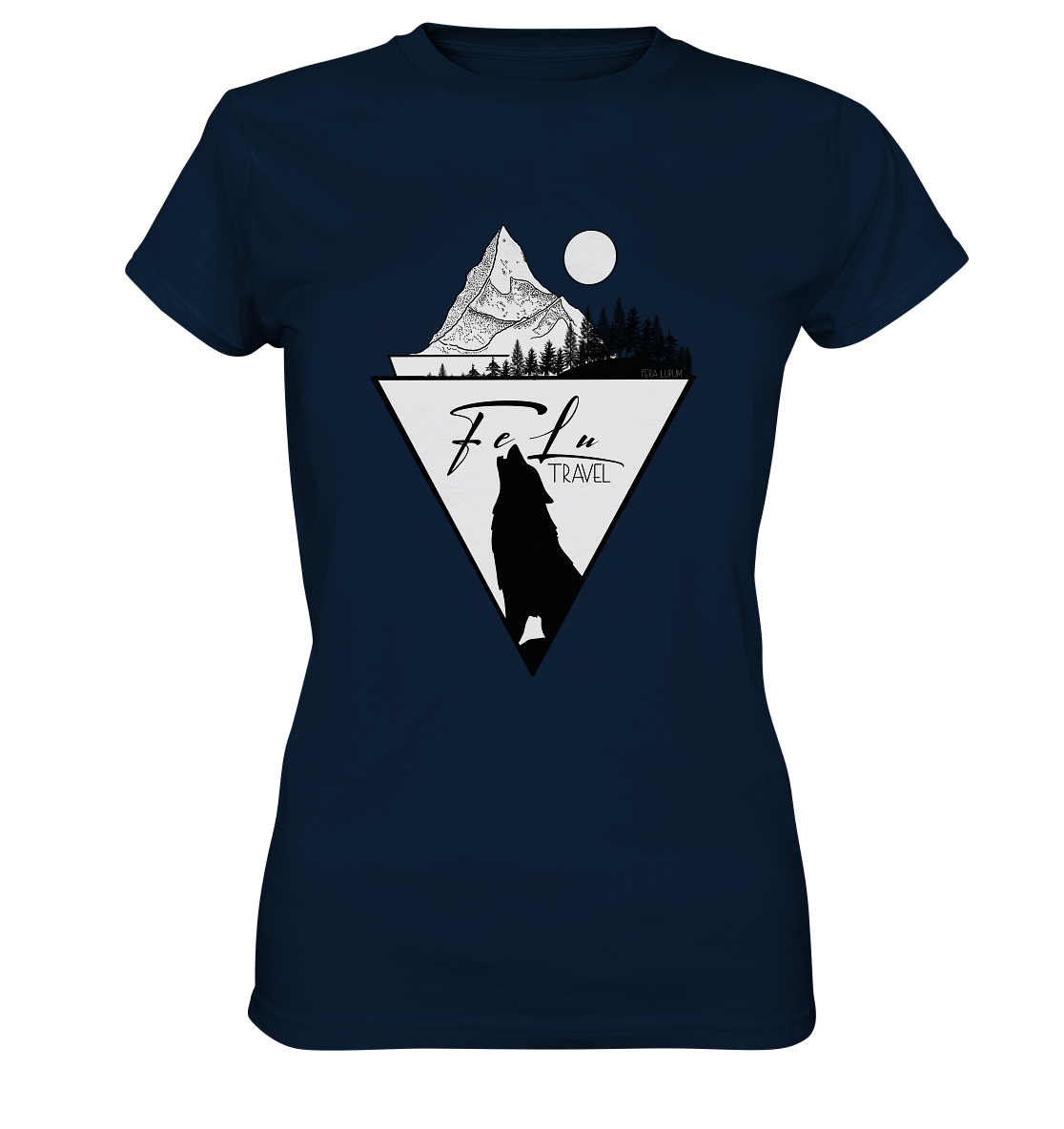 Damen-T-Shirt, Rundhals, Felu Travel _ Logo, dunkel blau