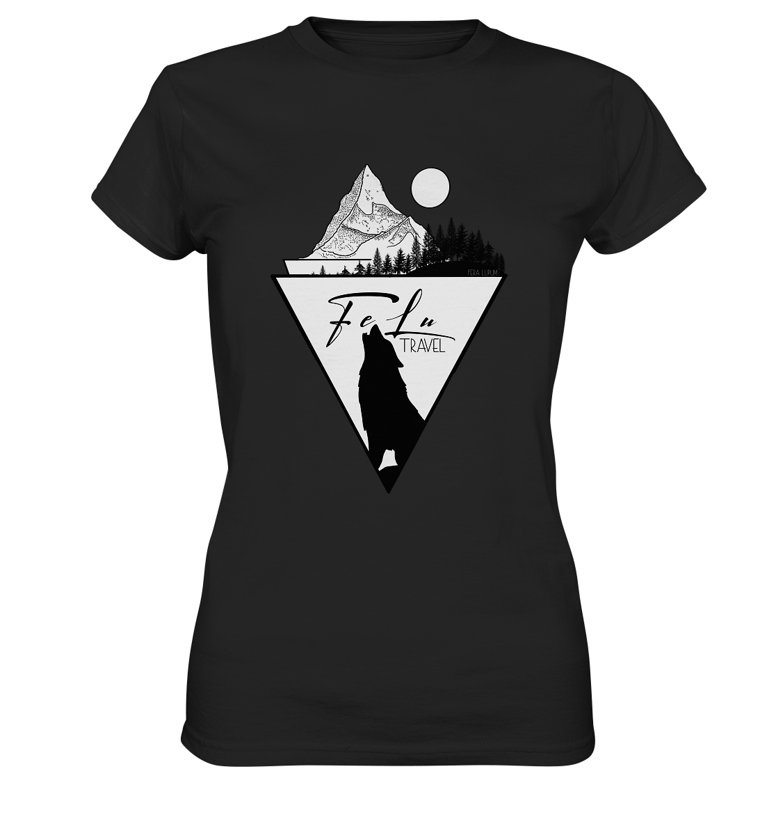 Damen-T-Shirt, Rundhals, Felu Travel _ Logo, schwarz