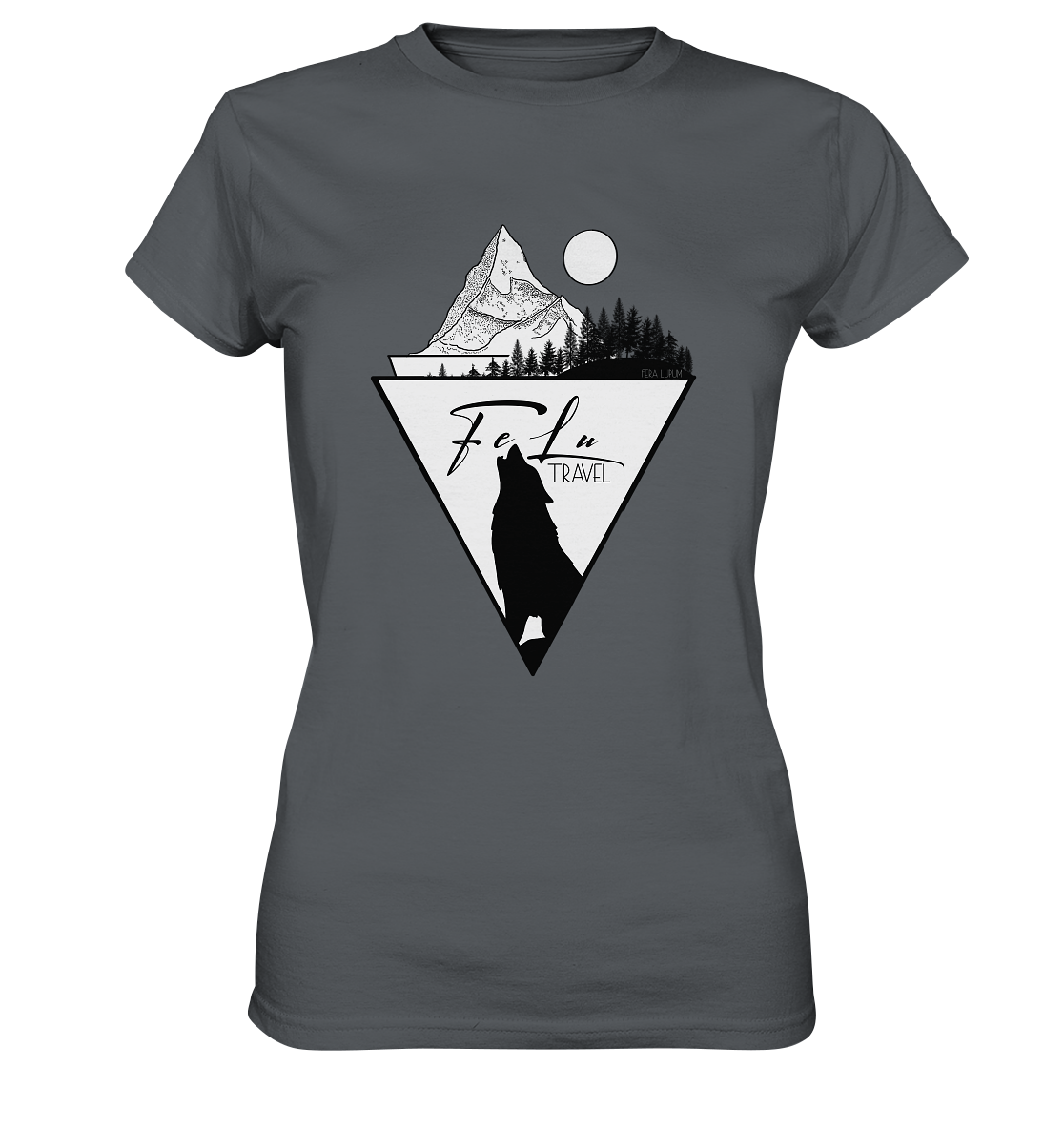 Damen-T-Shirt, Rundhals, Felu Travel _ Logo, grau