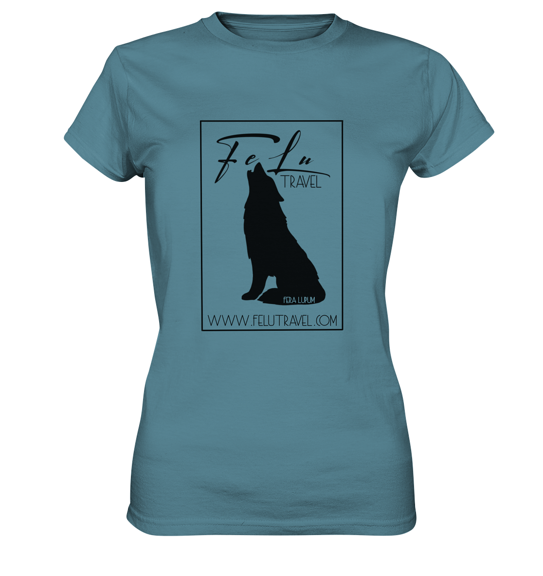 Damen-T-Shirt, Rundhals, Felu Travel _ Logo, hell blau