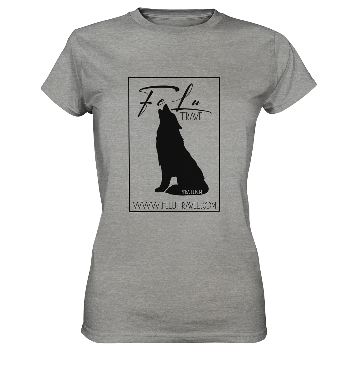 Damen-T-Shirt, Rundhals, Felu Travel _ Logo, hell grau meliert