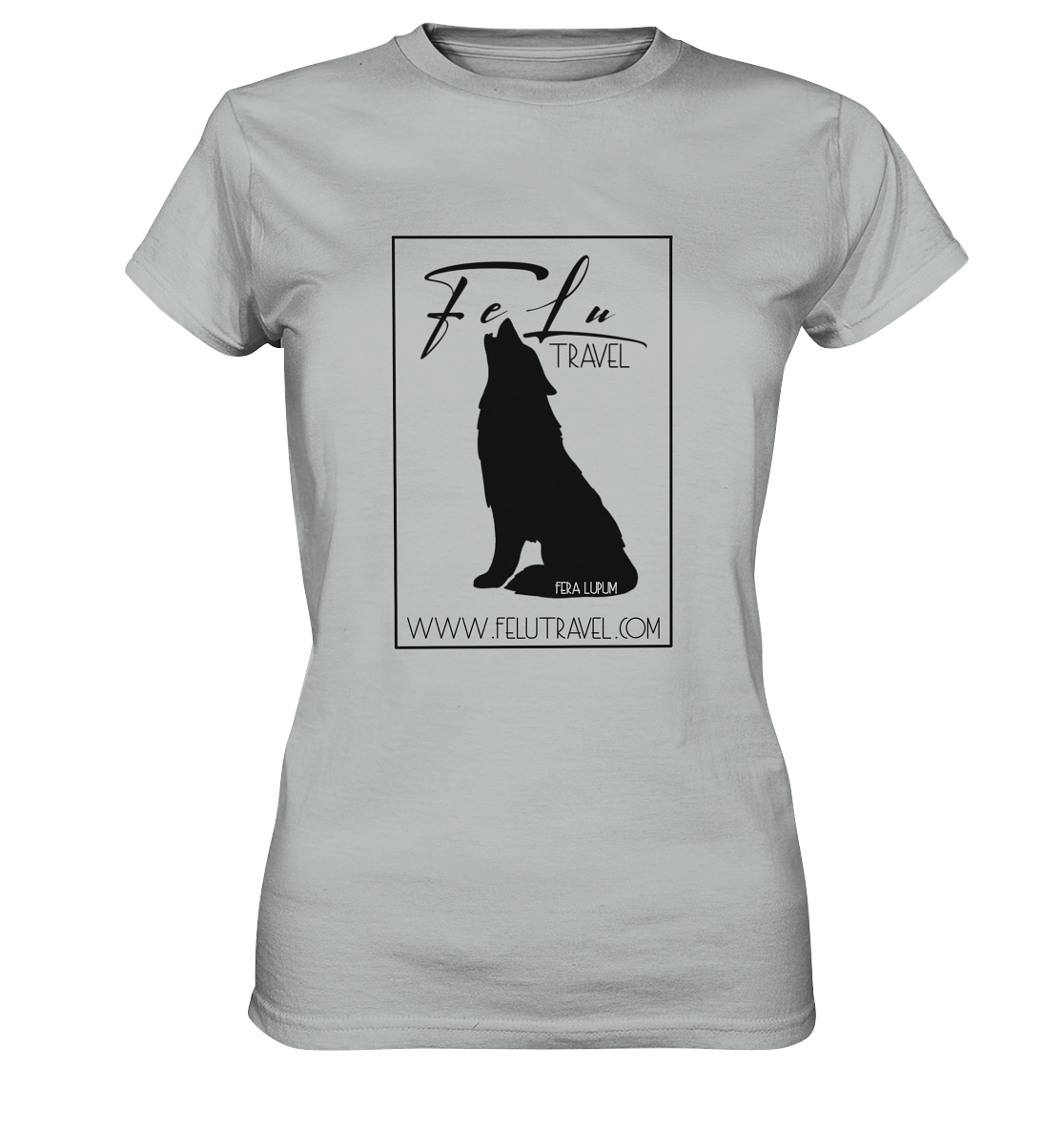 Damen-T-Shirt, Rundhals, Felu Travel _ Logo, hell grau