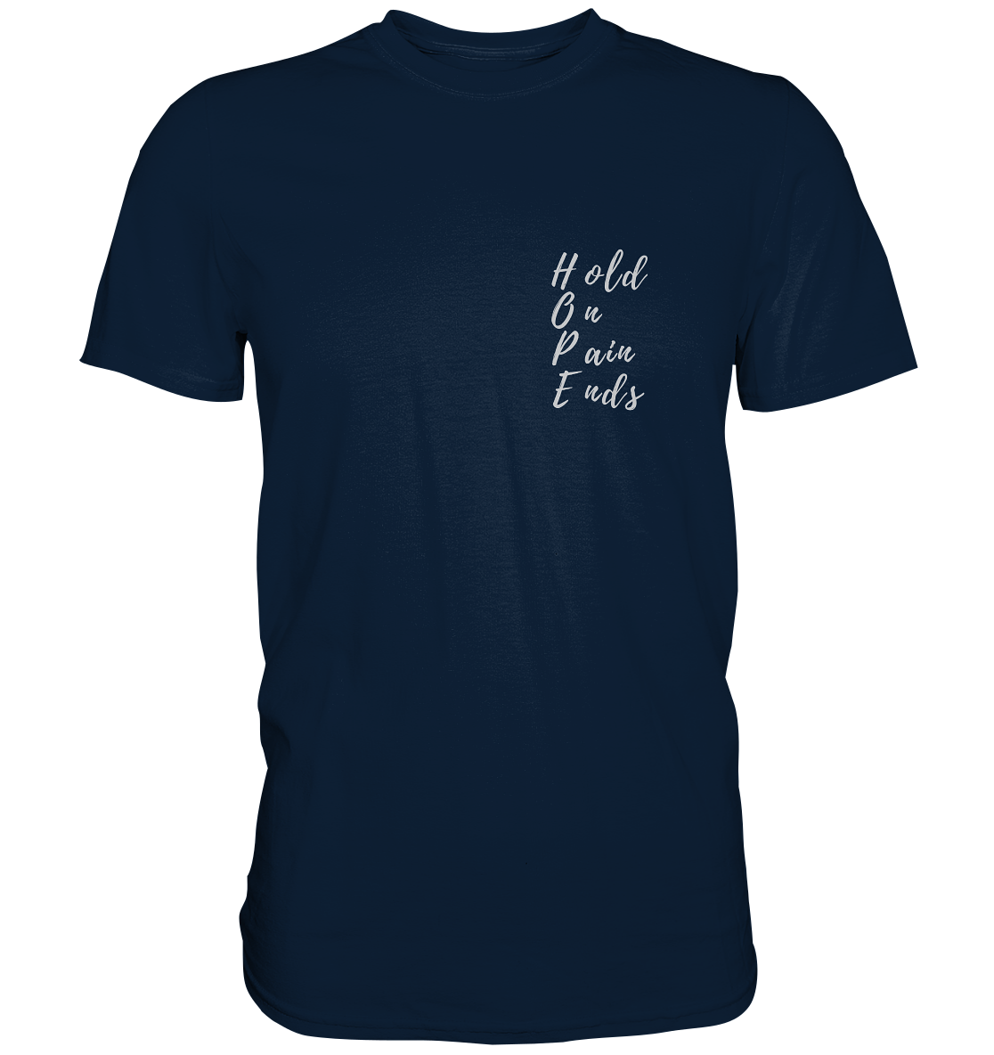 T-Shirt mit Aufdruck, print "Hold on - pain ends", blau, blue