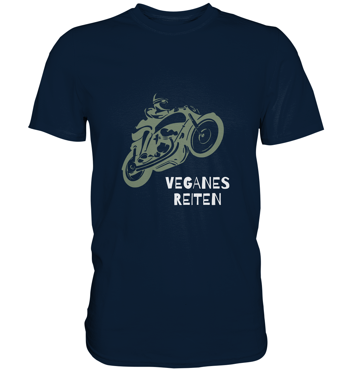 Herren _ T-Shirt _ Motorrad "Veganes Reiten", blau