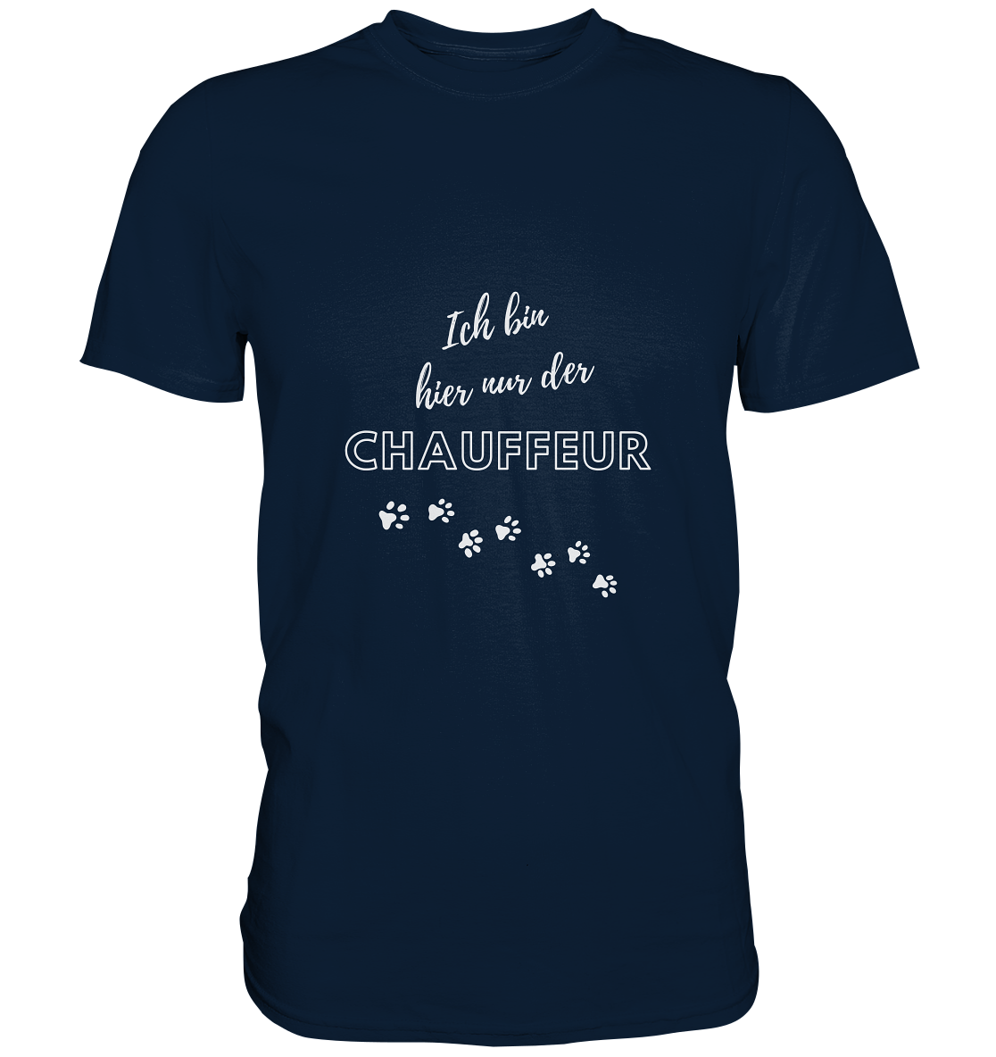 T-Shirt für Herrchen motorradfahrender Hunde: "Ich bin hier nur der Chauffeur." blau