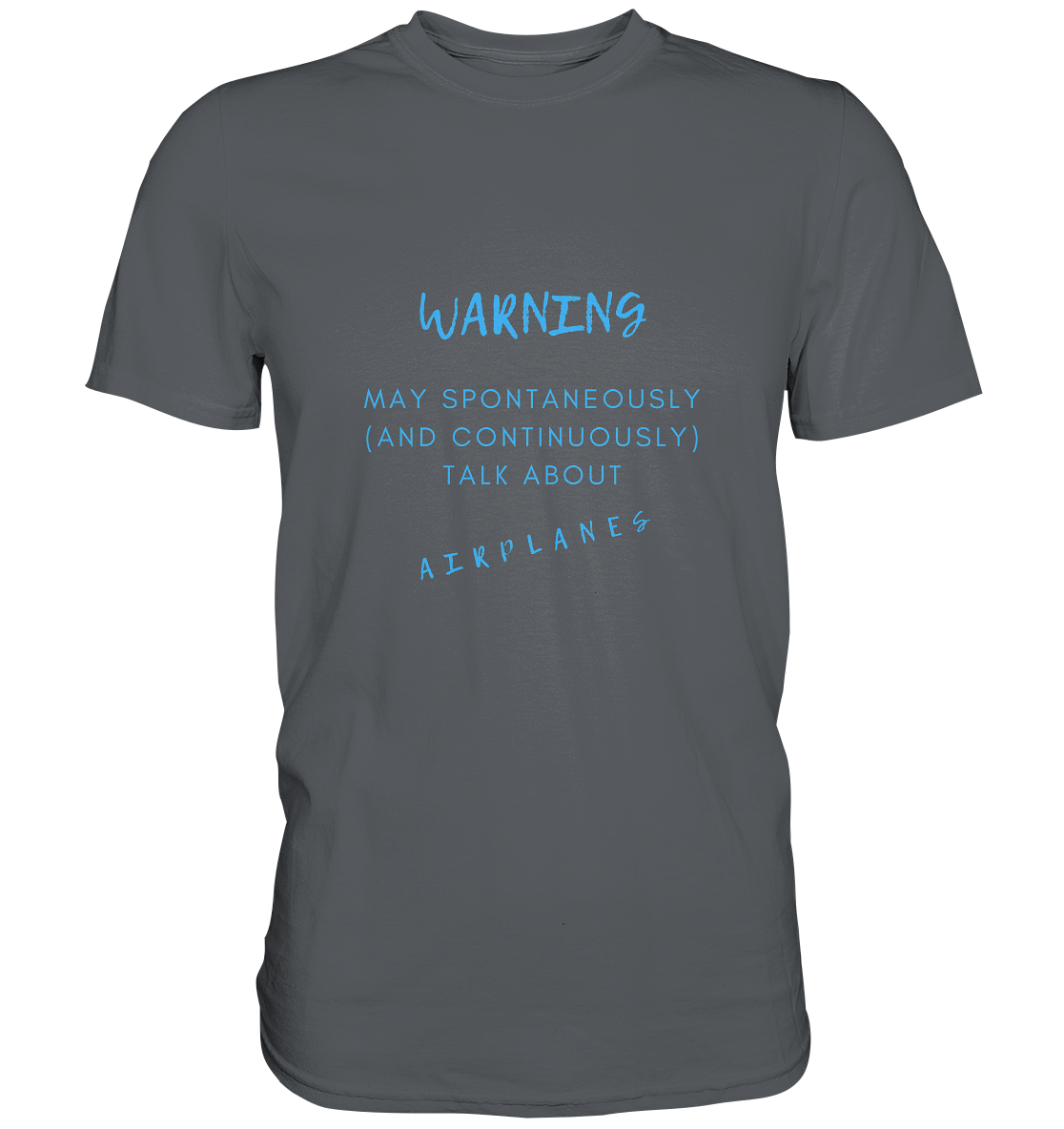 T-Shirt, Herren, men, mit Spruch, with quote "Warning, may continuously talk about airplanes" grau, grey