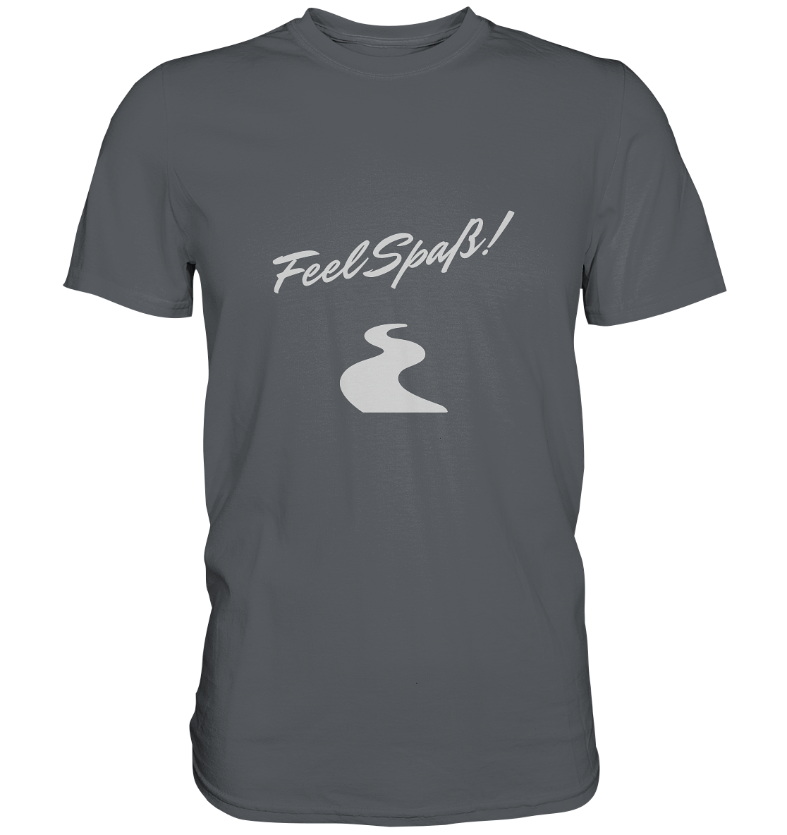T-Shirt Herren, Rundhals, mit Aufdruck "Feel Spaß!" und kurviger Straße, grau