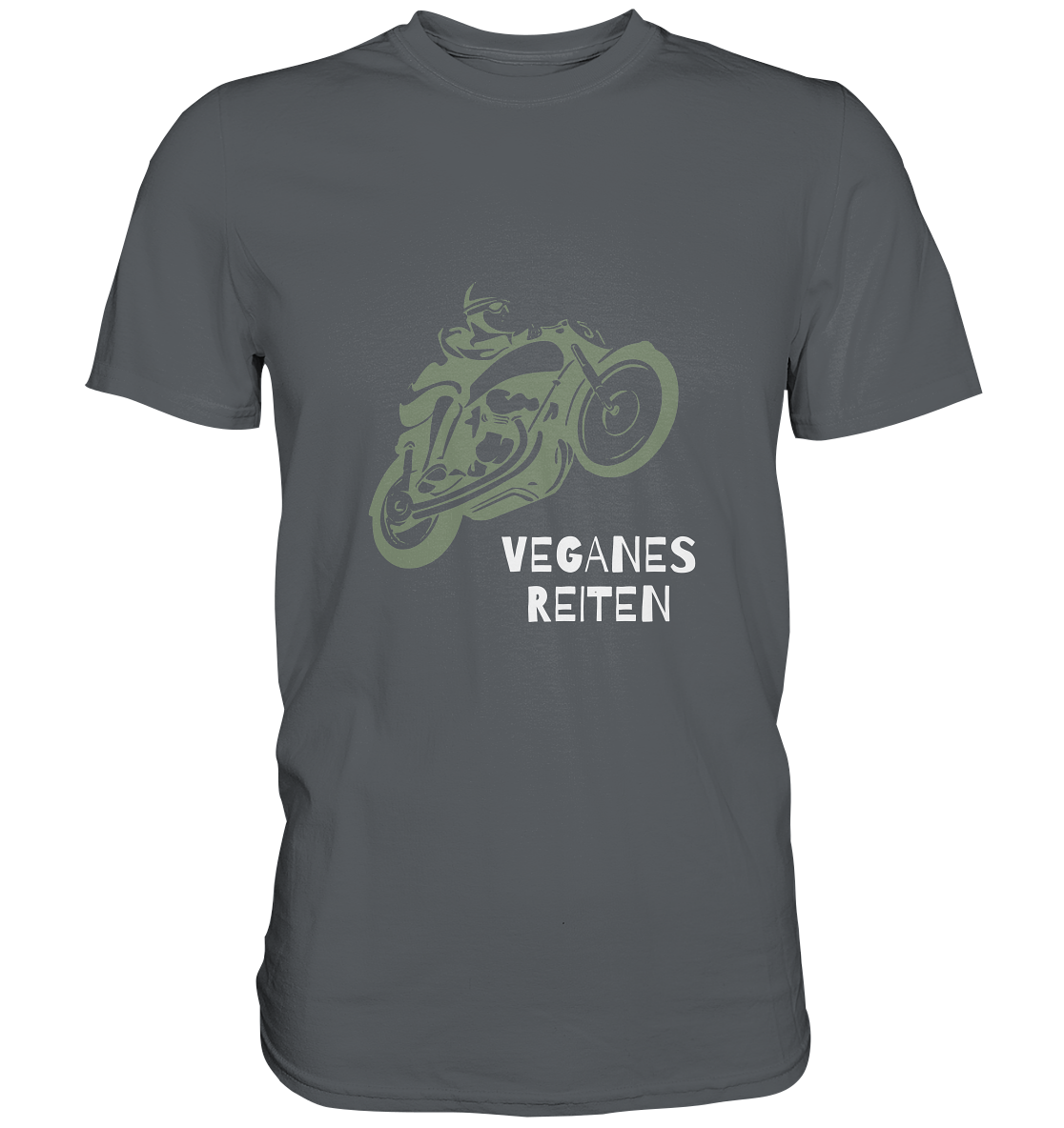 Herren _ T-Shirt _ Motorrad "Veganes Reiten", grau