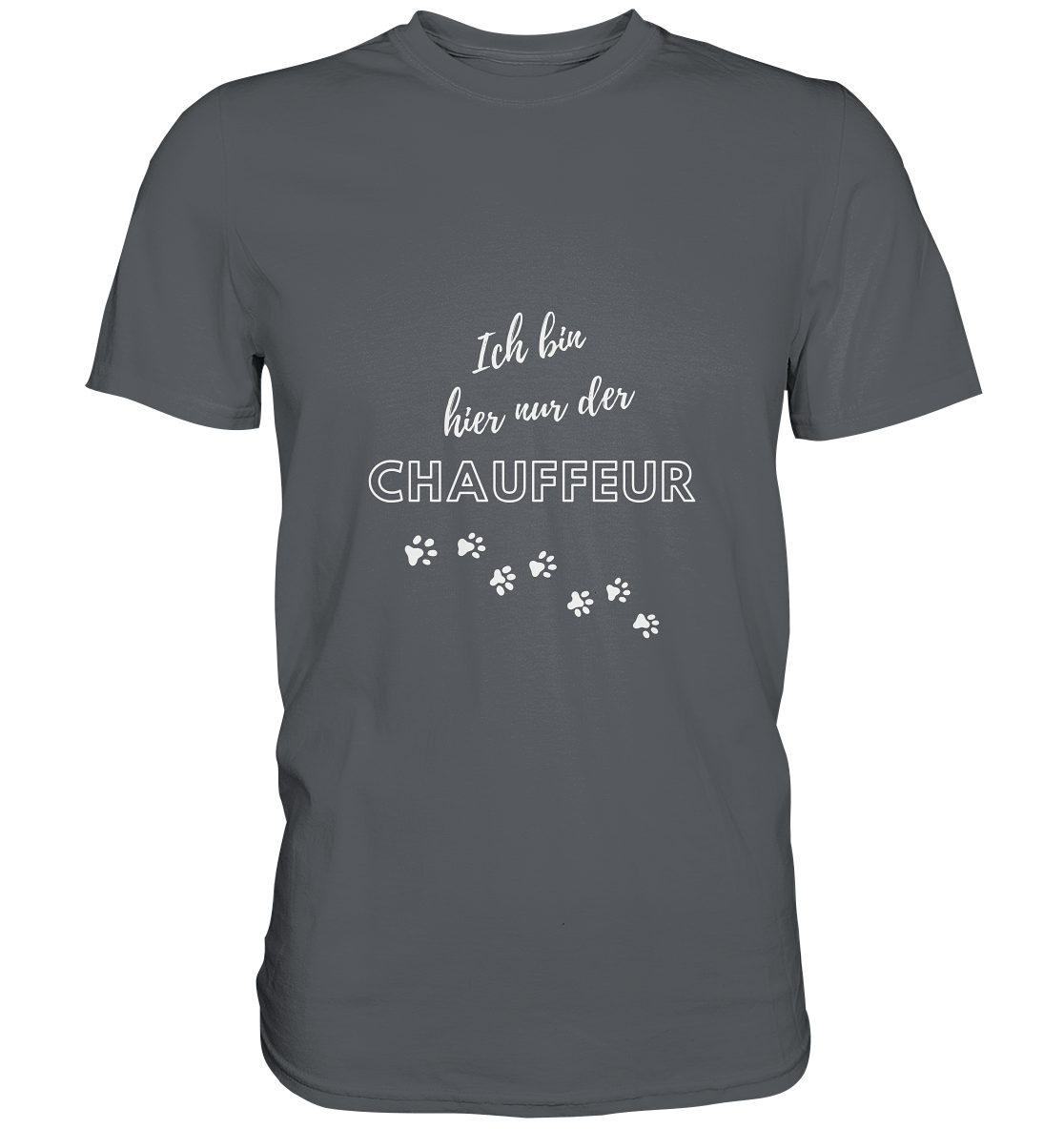 T-Shirt für Herrchen motorradfahrender Hunde: "Ich bin hier nur der Chauffeur." grau
